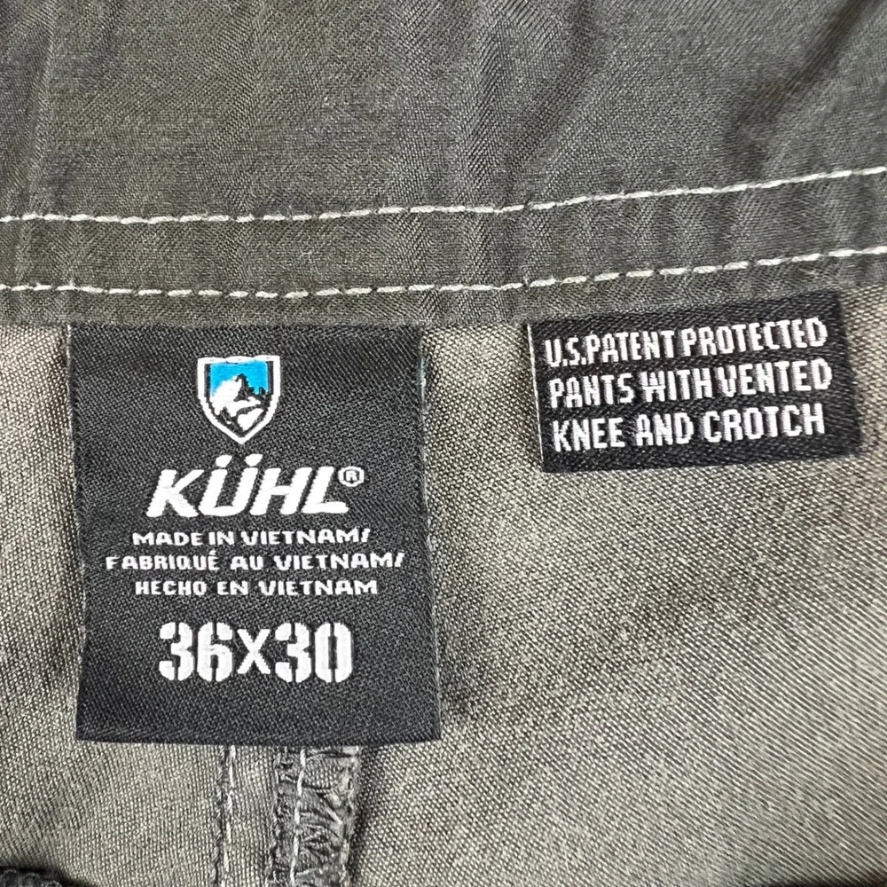 Kuhl Rydr Mens 36x30 Gray Articulated Knee Vented Hiking Work Pants Outdoor